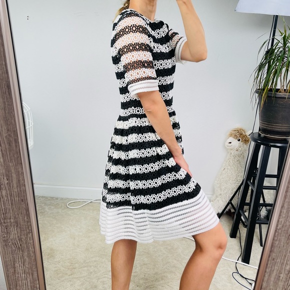 ALEXIS midi dress black white laced T-shirt dress bouffant prom formal casual - Picture 11 of 16
